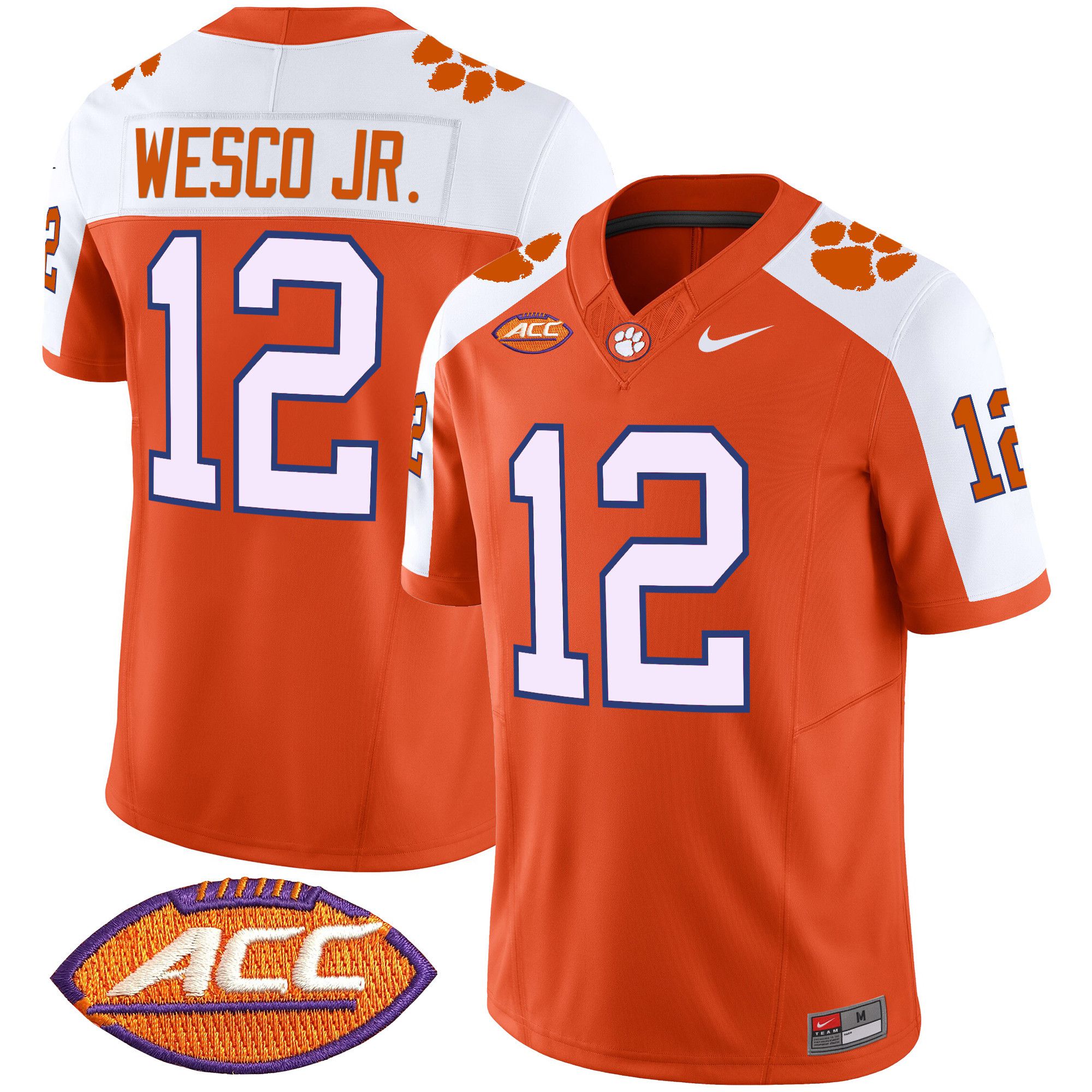 Men Clemson Tigers #12 Wesco jr Orange 2024 Nike Vapor Limited NCAA Jersey